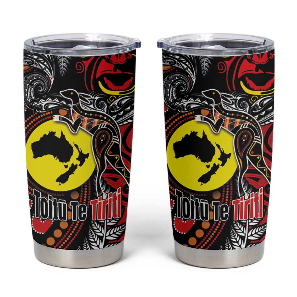 Aotearoa and Australia Toitu Te Tiriti Tumbler Cup Honour the Treaty - Stand Together Stand Stronger LT03 Black - Polynesian Pride