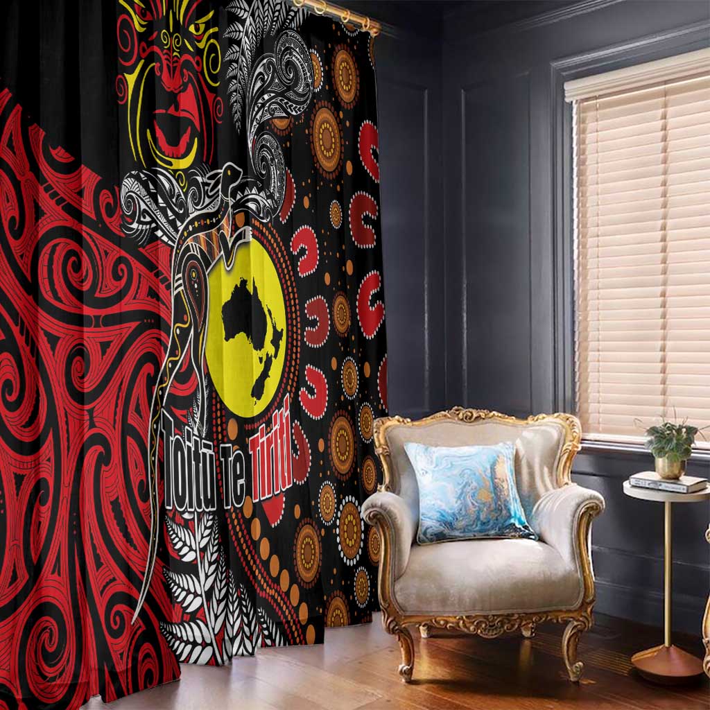 Aotearoa and Australia Toitu Te Tiriti Window Curtain Honour the Treaty - Stand Together Stand Stronger LT03 - Polynesian Pride