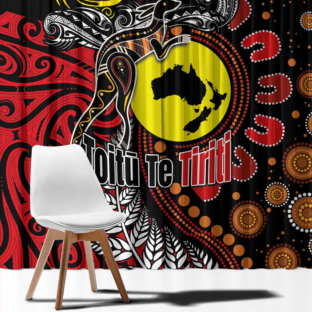 Aotearoa and Australia Toitu Te Tiriti Window Curtain Honour the Treaty - Stand Together Stand Stronger LT03 - Polynesian Pride