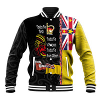Aotearoa and Niue Toitu Te Tiriti Baseball Jacket Honour the Treaty - Fight Together Stand Together LT03 Unisex Black - Polynesian Pride