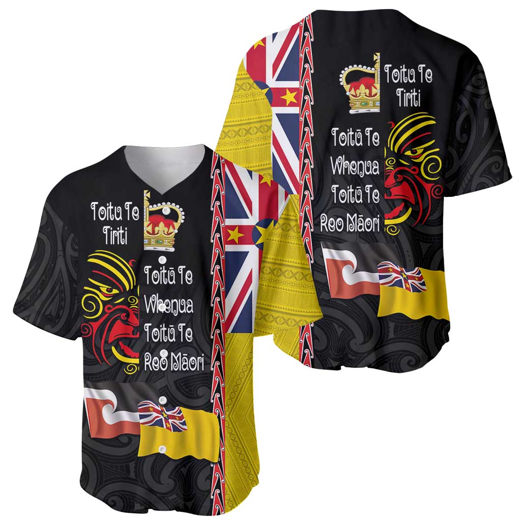 Aotearoa and Niue Toitu Te Tiriti Baseball Jersey Honour the Treaty - Fight Together Stand Together LT03 - Polynesian Pride