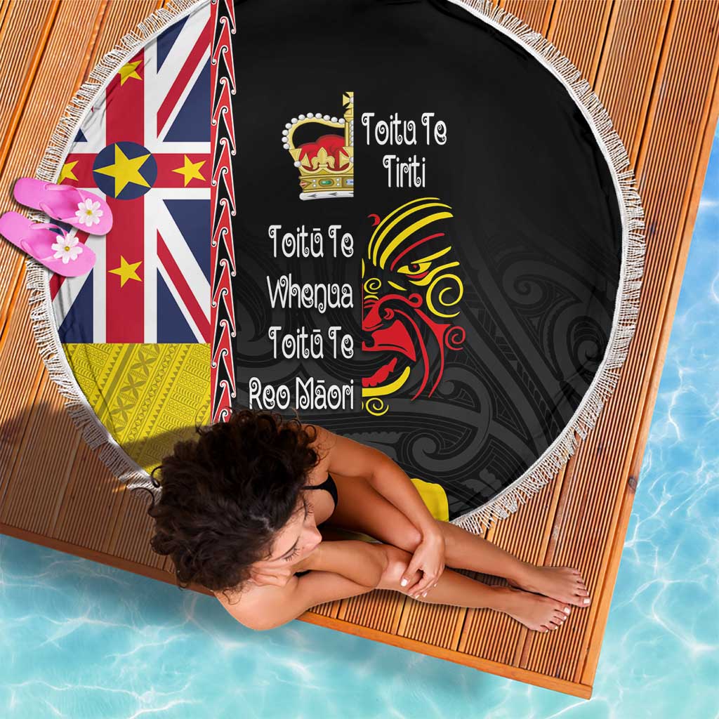 Aotearoa and Niue Toitu Te Tiriti Beach Blanket Honour the Treaty - Fight Together Stand Together LT03 - Polynesian Pride