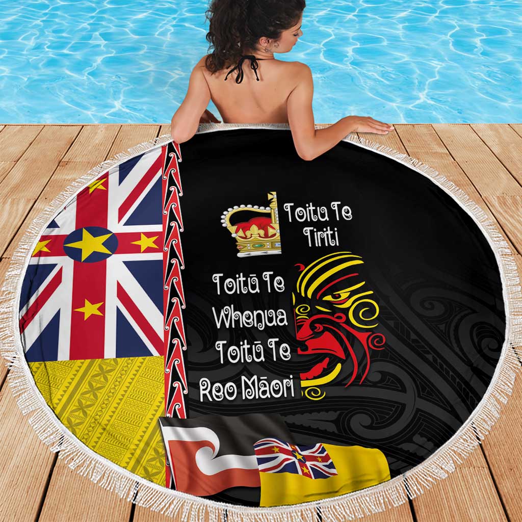 Aotearoa and Niue Toitu Te Tiriti Beach Blanket Honour the Treaty - Fight Together Stand Together LT03 - Polynesian Pride