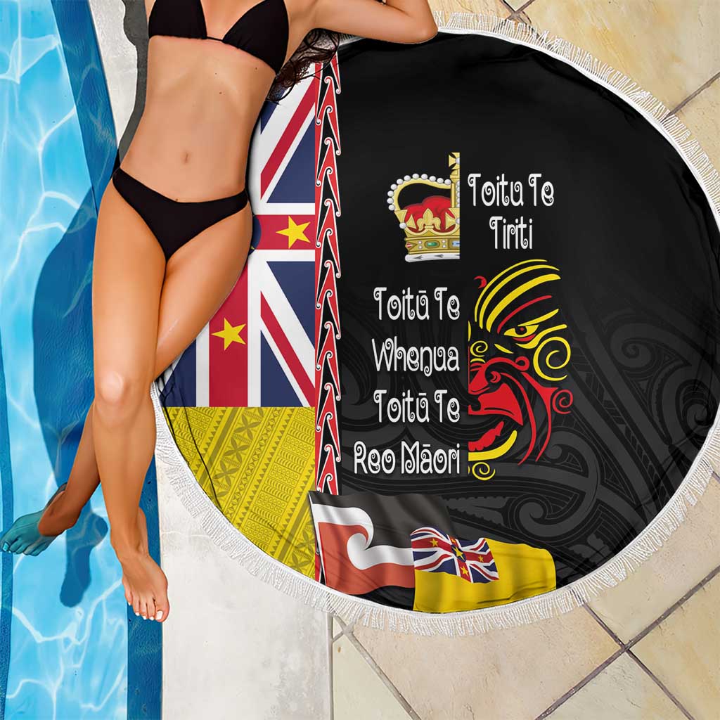 Aotearoa and Niue Toitu Te Tiriti Beach Blanket Honour the Treaty - Fight Together Stand Together LT03 - Polynesian Pride