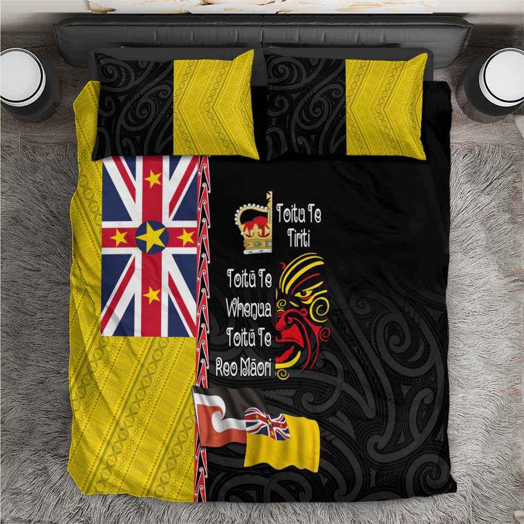 Aotearoa and Niue Toitu Te Tiriti Bedding Set Honour the Treaty - Fight Together Stand Together LT03 Black - Polynesian Pride