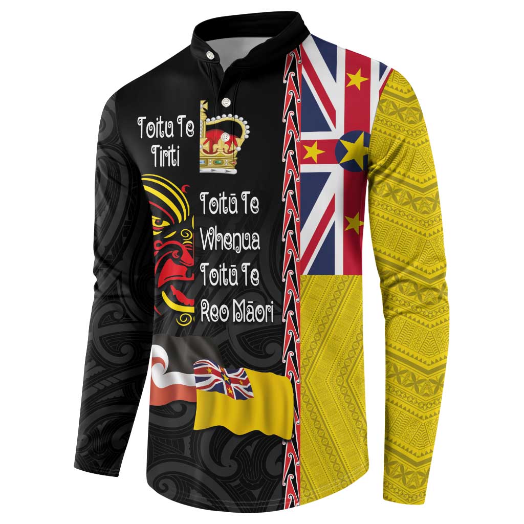 Aotearoa and Niue Toitu Te Tiriti Button Sweatshirt Honour the Treaty - Fight Together Stand Together LT03 - Polynesian Pride