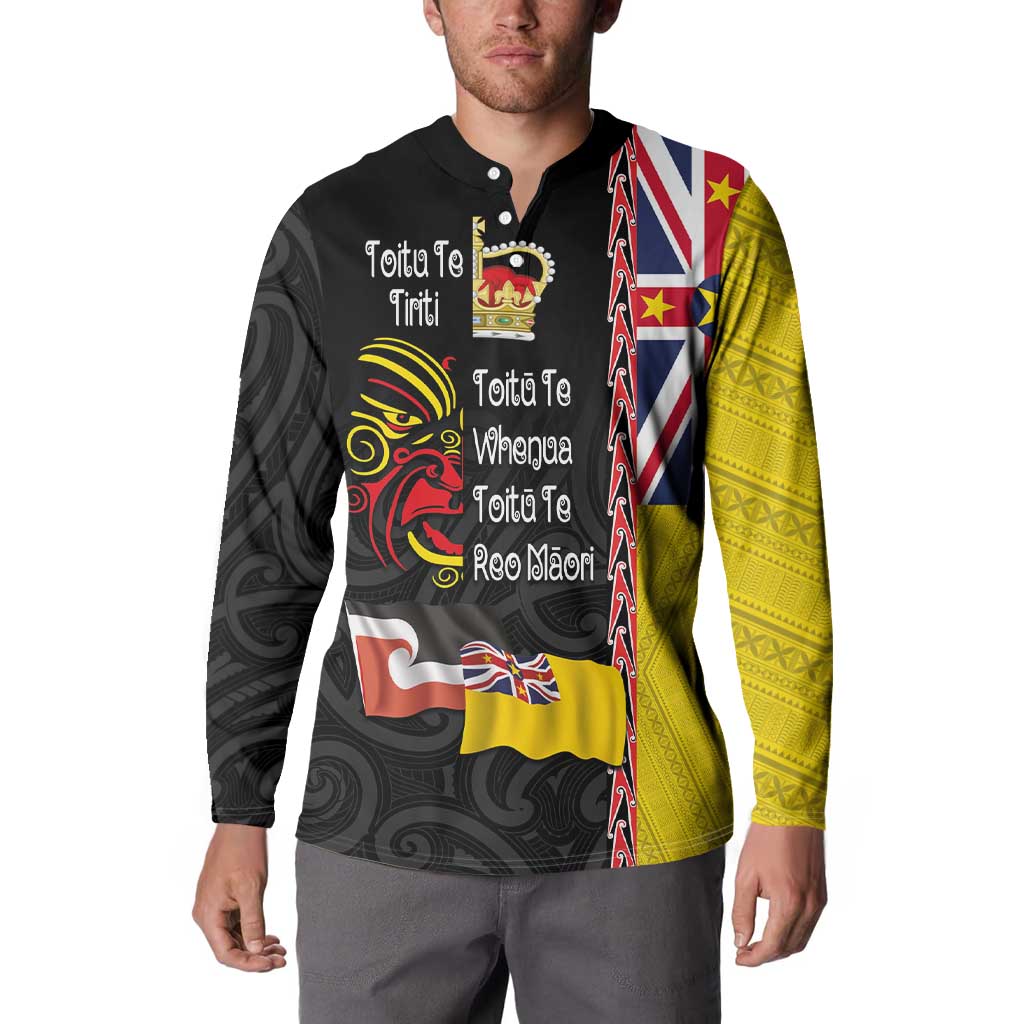 Aotearoa and Niue Toitu Te Tiriti Button Sweatshirt Honour the Treaty - Fight Together Stand Together LT03 - Polynesian Pride