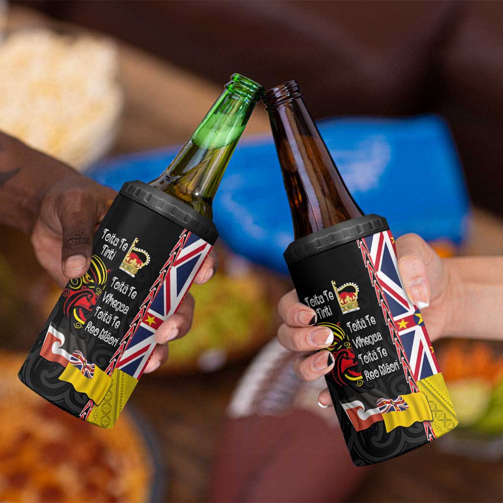 Aotearoa and Niue Toitu Te Tiriti 4 in 1 Can Cooler Tumbler Honour the Treaty - Fight Together Stand Together LT03 - Polynesian Pride