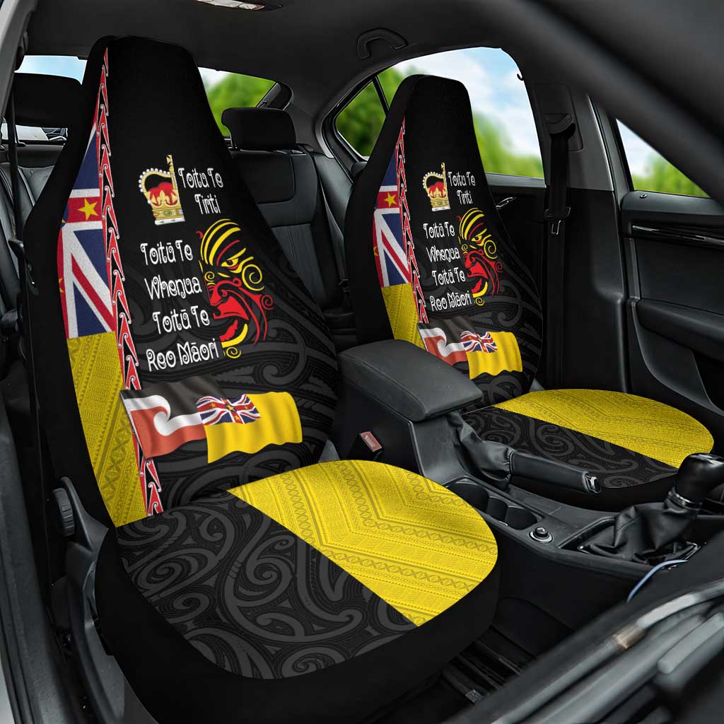 Aotearoa and Niue Toitu Te Tiriti Car Seat Cover Honour the Treaty - Fight Together Stand Together LT03 One Size Black - Polynesian Pride