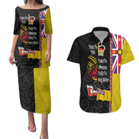 Aotearoa and Niue Toitu Te Tiriti Couples Matching Puletasi and Hawaiian Shirt Honour the Treaty - Fight Together Stand Together LT03 Black - Polynesian Pride