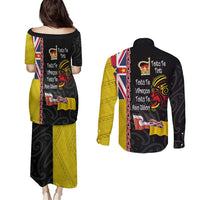 Aotearoa and Niue Toitu Te Tiriti Couples Matching Puletasi and Long Sleeve Button Shirt Honour the Treaty - Fight Together Stand Together LT03 - Polynesian Pride