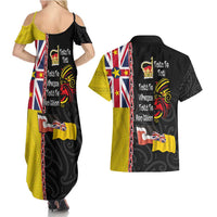 Aotearoa and Niue Toitu Te Tiriti Couples Matching Summer Maxi Dress and Hawaiian Shirt Honour the Treaty - Fight Together Stand Together LT03 - Polynesian Pride