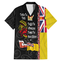 Aotearoa and Niue Toitu Te Tiriti Family Matching Mermaid Dress and Hawaiian Shirt Honour the Treaty - Fight Together Stand Together LT03 Dad's Shirt - Short Sleeve Black - Polynesian Pride