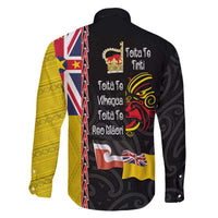 Aotearoa and Niue Toitu Te Tiriti Family Matching Off The Shoulder Long Sleeve Dress and Hawaiian Shirt Honour the Treaty - Fight Together Stand Together LT03 - Polynesian Pride
