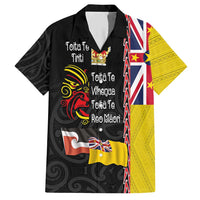 Aotearoa and Niue Toitu Te Tiriti Family Matching Short Sleeve Bodycon Dress and Hawaiian Shirt Honour the Treaty - Fight Together Stand Together LT03 Dad's Shirt - Short Sleeve Black - Polynesian Pride
