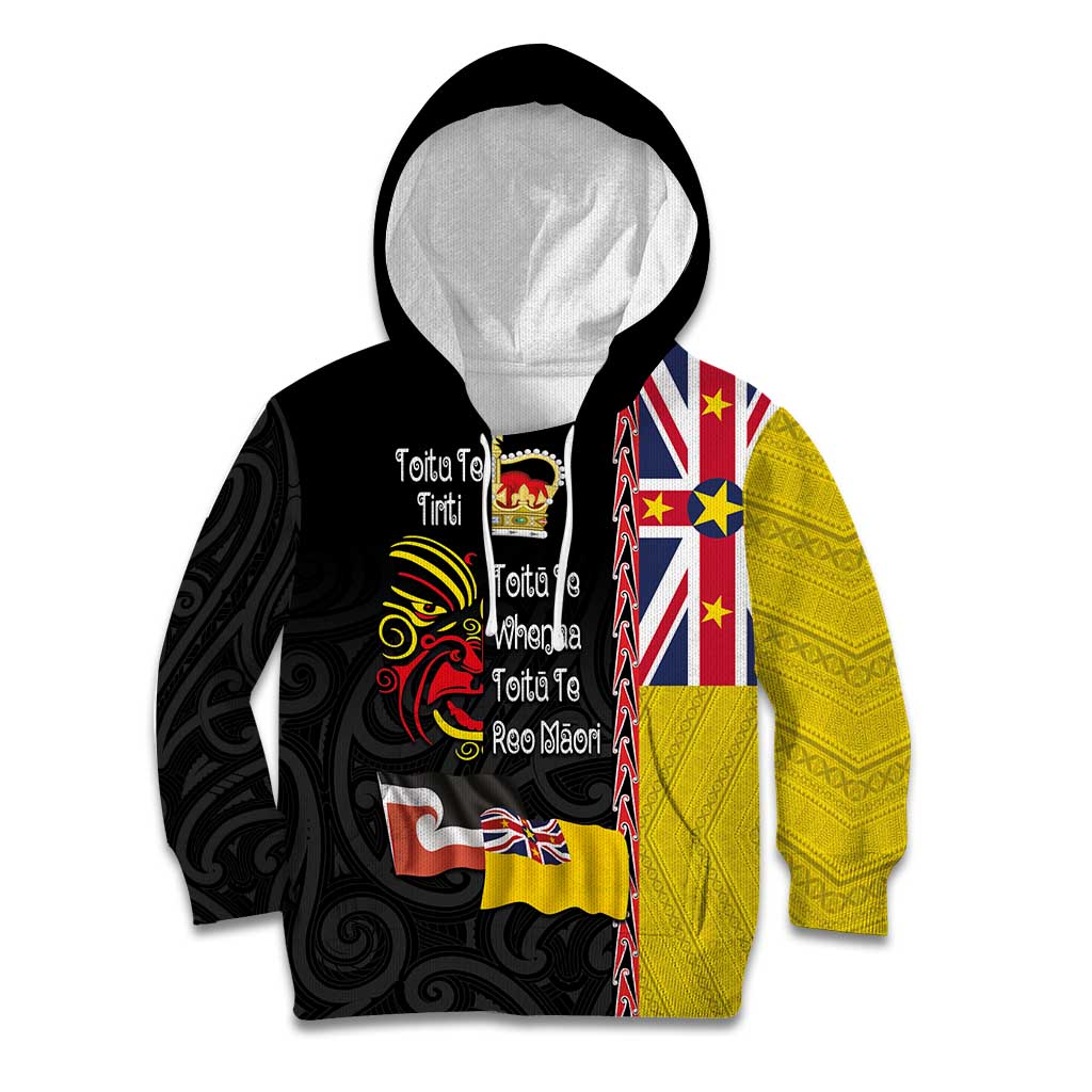 Aotearoa and Niue Toitu Te Tiriti Kid Hoodie Honour the Treaty - Fight Together Stand Together LT03 Hoodie Black - Polynesian Pride