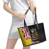 Aotearoa and Niue Toitu Te Tiriti Leather Tote Bag Honour the Treaty - Fight Together Stand Together LT03 - Polynesian Pride
