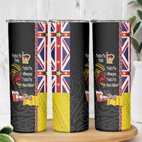 Aotearoa and Niue Toitu Te Tiriti Skinny Tumbler Honour the Treaty - Fight Together Stand Together LT03 - Polynesian Pride