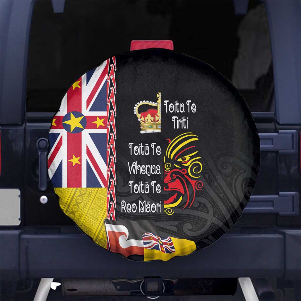 Aotearoa and Niue Toitu Te Tiriti Spare Tire Cover Honour the Treaty - Fight Together Stand Together LT03 - Polynesian Pride