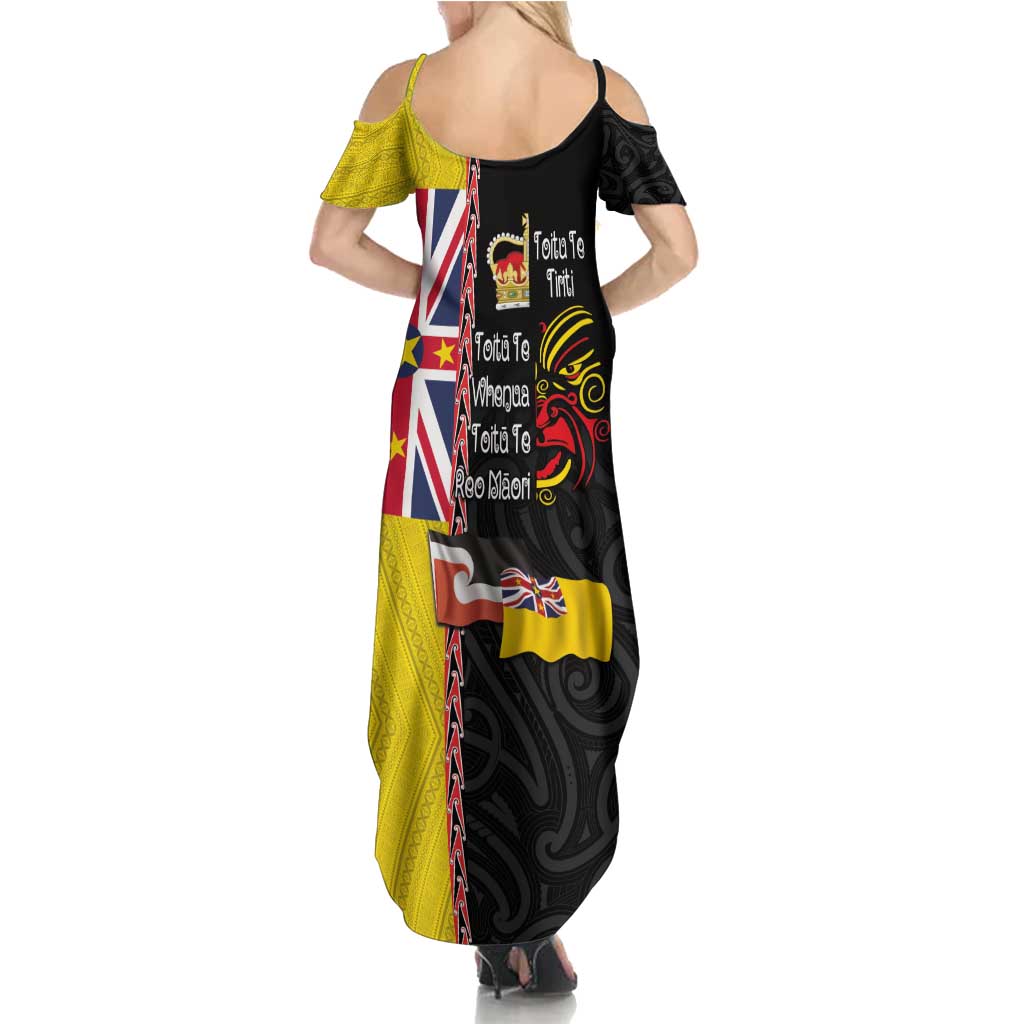 Aotearoa and Niue Toitu Te Tiriti Summer Maxi Dress Honour the Treaty - Fight Together Stand Together LT03 - Polynesian Pride