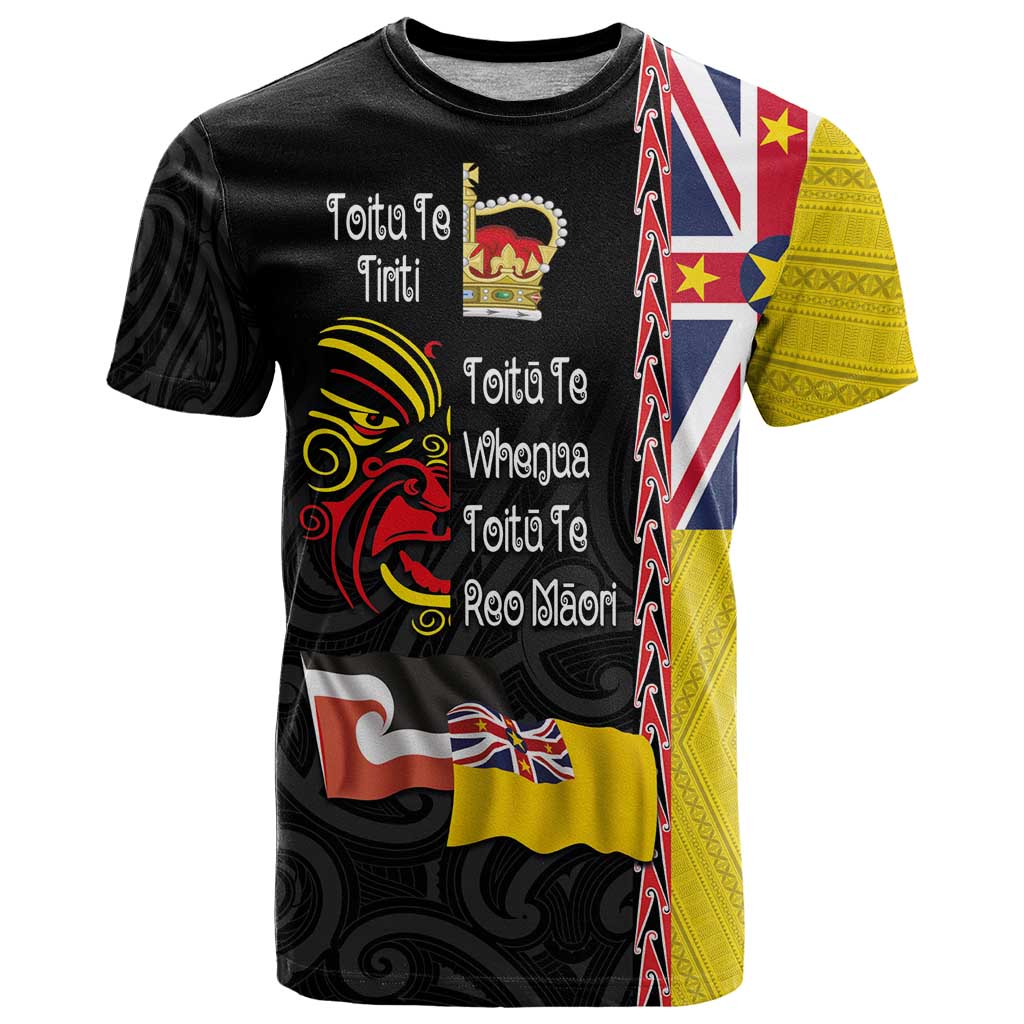 Aotearoa and Niue Toitu Te Tiriti T Shirt Honour the Treaty - Fight Together Stand Together LT03 Black - Polynesian Pride