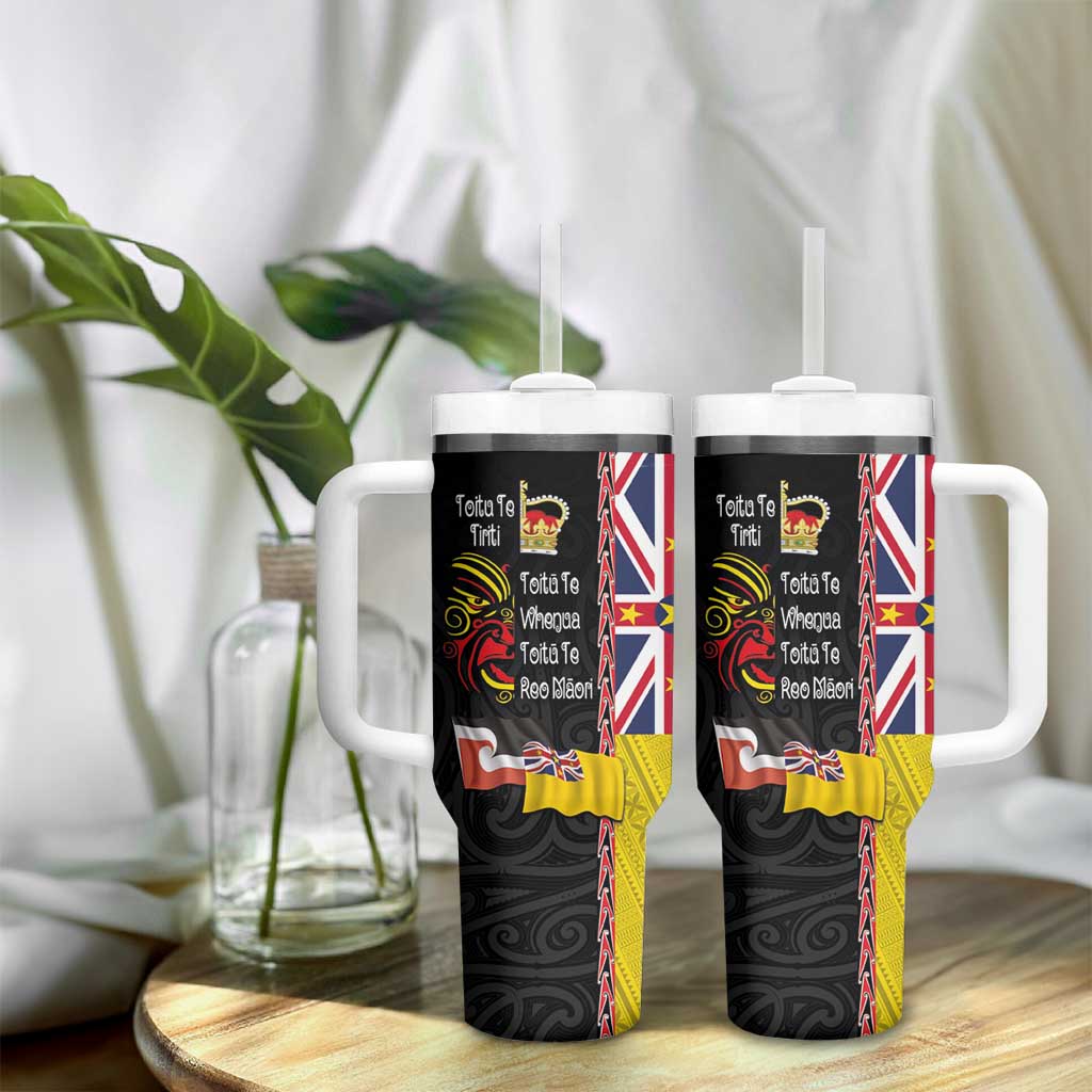Aotearoa and Niue Toitu Te Tiriti Tumbler With Handle Honour the Treaty - Fight Together Stand Together LT03 - Polynesian Pride