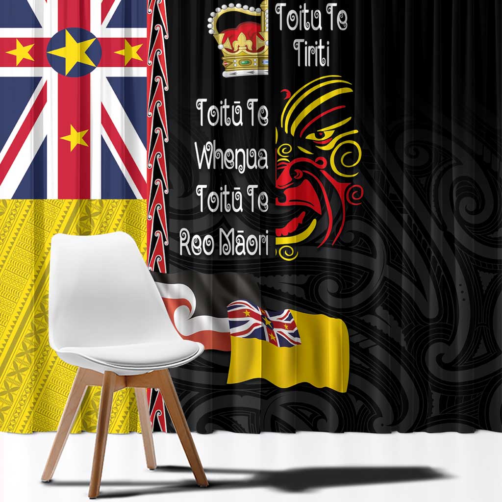 Aotearoa and Niue Toitu Te Tiriti Window Curtain Honour the Treaty - Fight Together Stand Together LT03 - Polynesian Pride