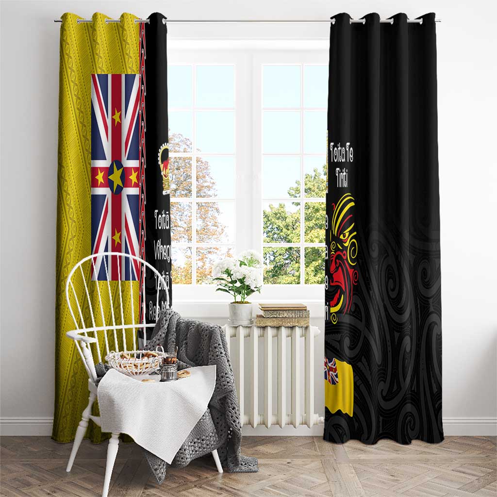 Aotearoa and Niue Toitu Te Tiriti Window Curtain Honour the Treaty - Fight Together Stand Together LT03 - Polynesian Pride