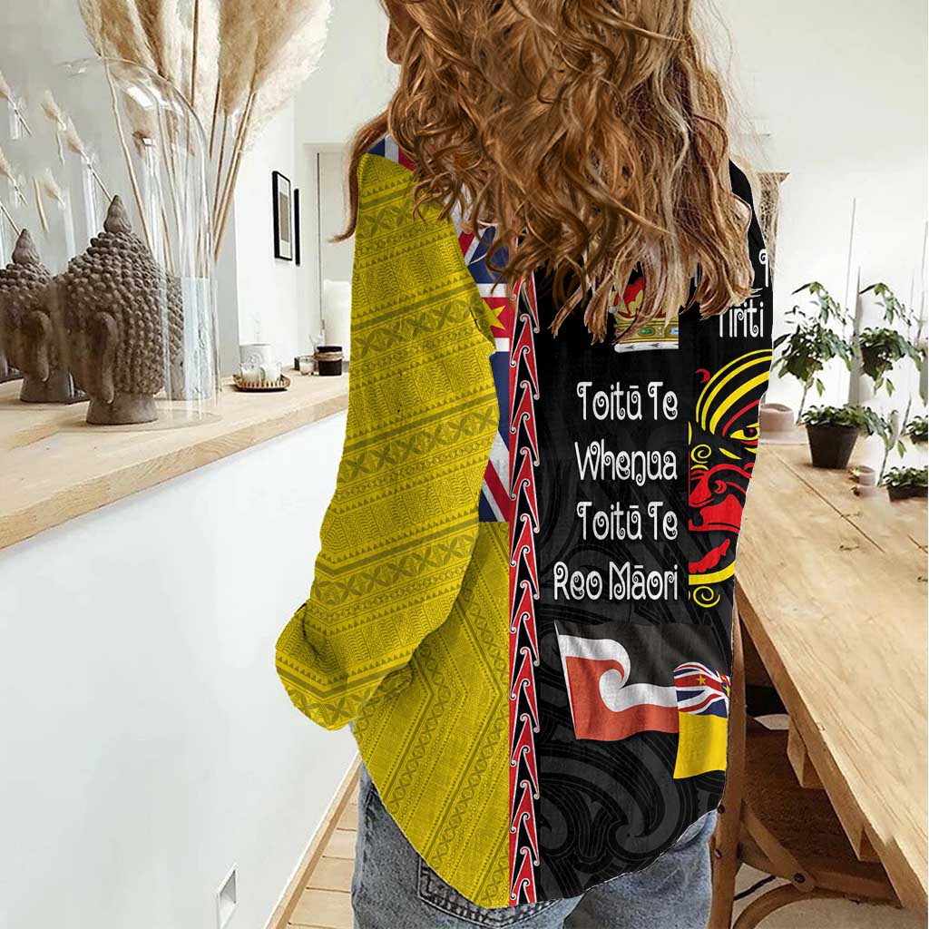 Aotearoa and Niue Toitu Te Tiriti Women Casual Shirt Honour the Treaty - Fight Together Stand Together LT03 - Polynesian Pride