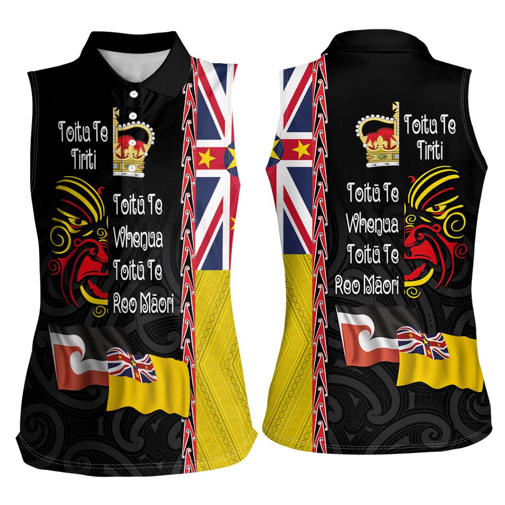 Aotearoa and Niue Toitu Te Tiriti Women Sleeveless Polo Shirt Honour the Treaty - Fight Together Stand Together LT03 - Polynesian Pride