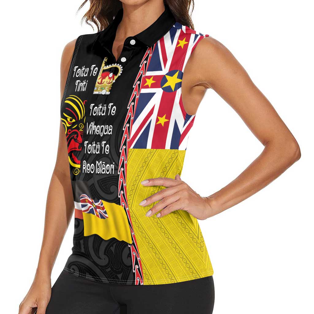 Aotearoa and Niue Toitu Te Tiriti Women Sleeveless Polo Shirt Honour the Treaty - Fight Together Stand Together LT03 - Polynesian Pride