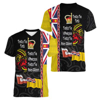 Aotearoa and Niue Toitu Te Tiriti Women V-Neck T-Shirt Honour the Treaty - Fight Together Stand Together LT03 - Polynesian Pride