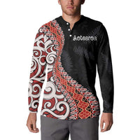 Aotearoa Maori Stylized Koru - Silver Ferns Button Sweatshirt