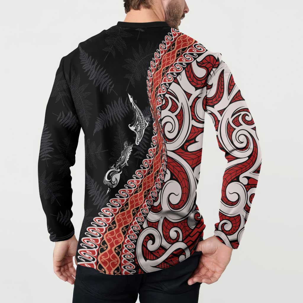 Aotearoa Maori Stylized Koru - Silver Ferns Button Sweatshirt