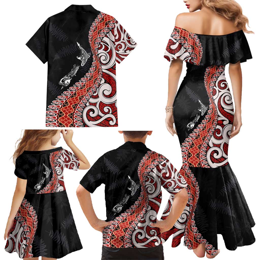 Aotearoa Maori Stylized Koru - Silver Ferns Family Matching Mermaid Dress and Hawaiian Shirt LT03 - Polynesian Pride