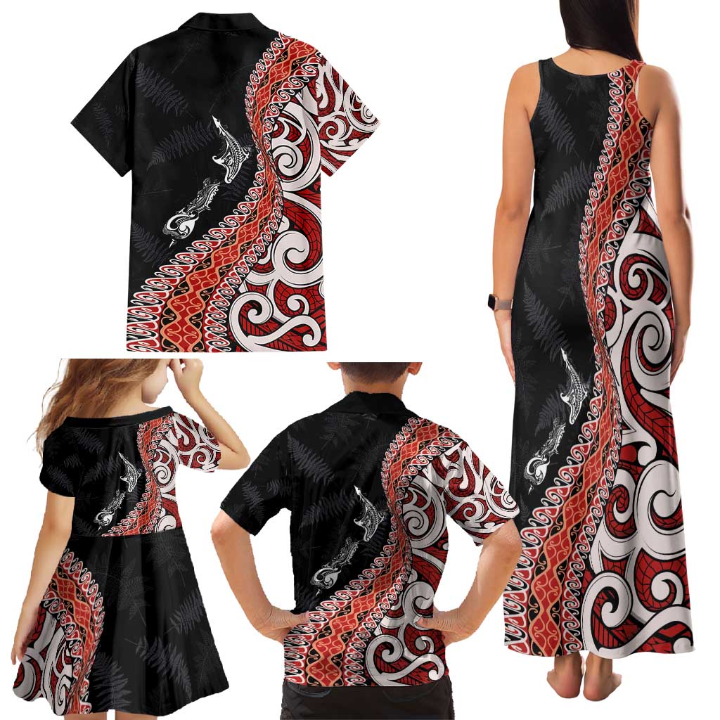 Aotearoa Maori Stylized Koru - Silver Ferns Family Matching Tank Maxi Dress and Hawaiian Shirt LT03 - Polynesian Pride