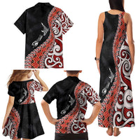 Aotearoa Maori Stylized Koru - Silver Ferns Family Matching Tank Maxi Dress and Hawaiian Shirt LT03 - Polynesian Pride