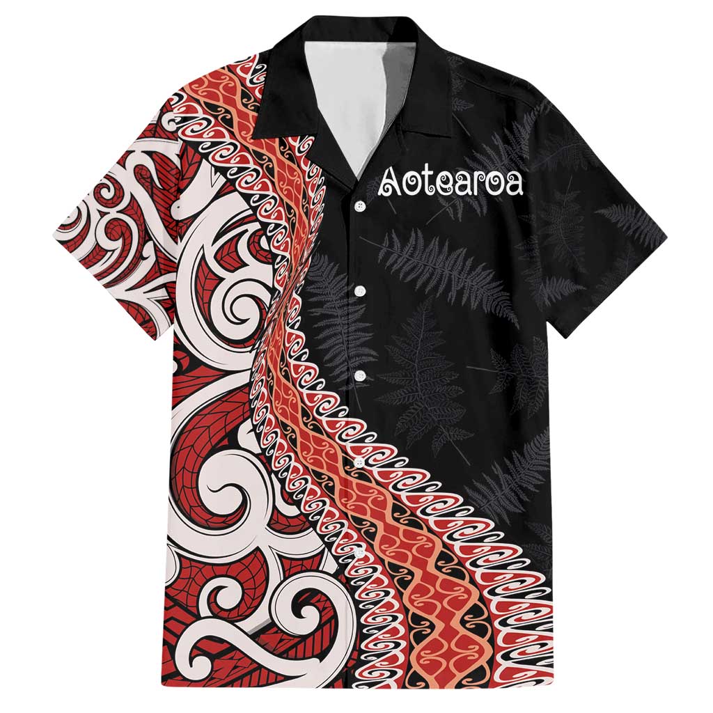 Aotearoa Maori Stylized Koru - Silver Ferns Hawaiian Shirt LT03 Red - Polynesian Pride
