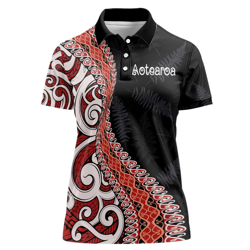 Aotearoa Maori Stylized Koru - Silver Ferns Women Polo Shirt