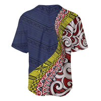Aotearoa and Niue Baseball Jersey Hiapo Maori Stylized Koru LT03 - Polynesian Pride
