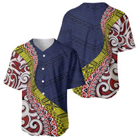 Aotearoa and Niue Baseball Jersey Hiapo Maori Stylized Koru LT03 - Polynesian Pride