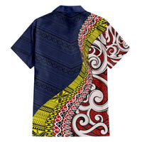 Aotearoa and Niue Family Matching Off The Shoulder Long Sleeve Dress and Hawaiian Shirt Hiapo Maori Stylized Koru LT03 - Polynesian Pride