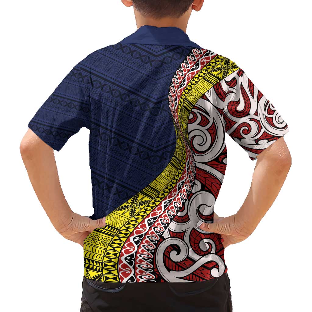Aotearoa and Niue Family Matching Short Sleeve Bodycon Dress and Hawaiian Shirt Hiapo Maori Stylized Koru LT03 - Polynesian Pride