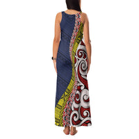 Aotearoa and Niue Family Matching Tank Maxi Dress and Hawaiian Shirt Hiapo Maori Stylized Koru LT03 - Polynesian Pride