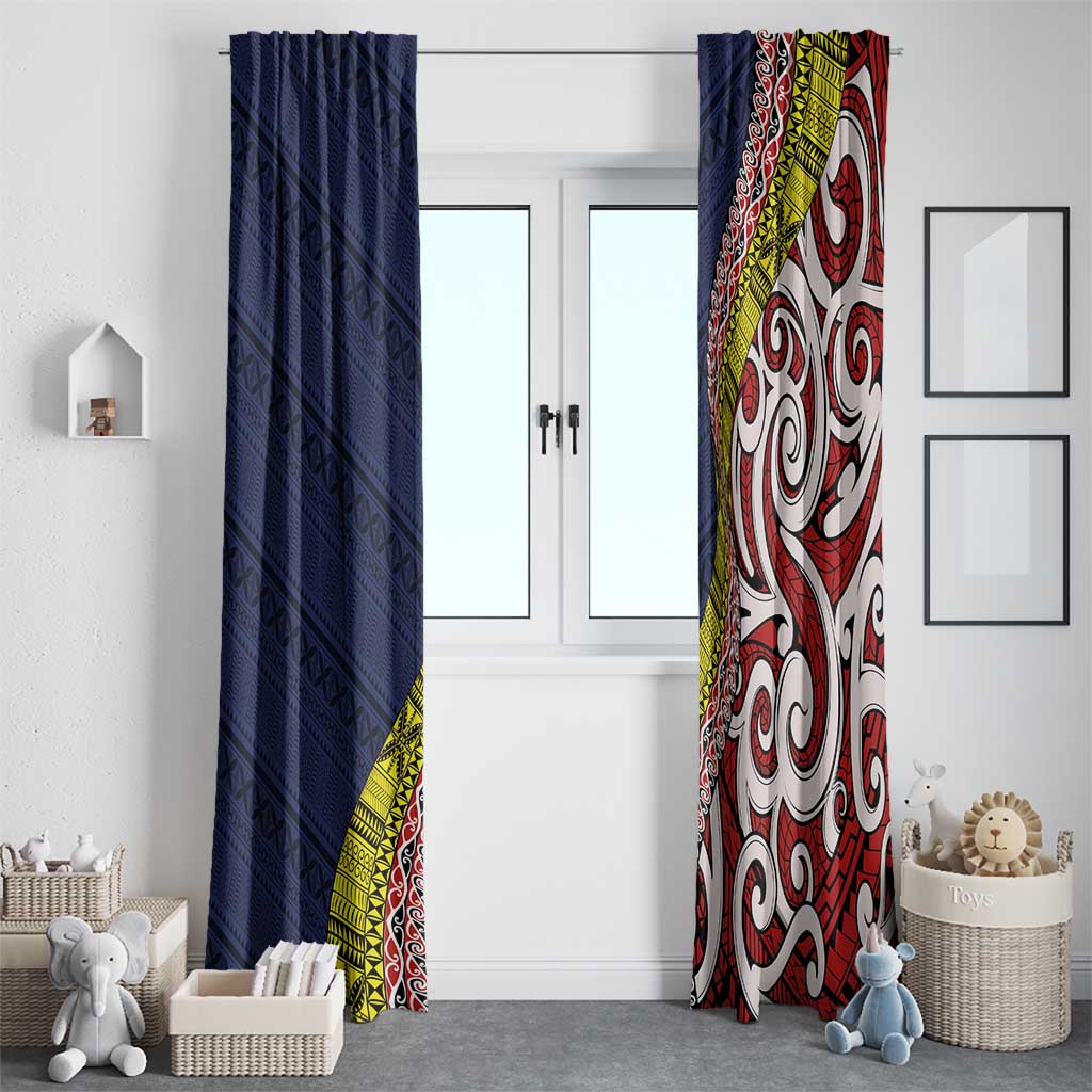 Aotearoa and Niue Window Curtain Hiapo Maori Stylized Koru