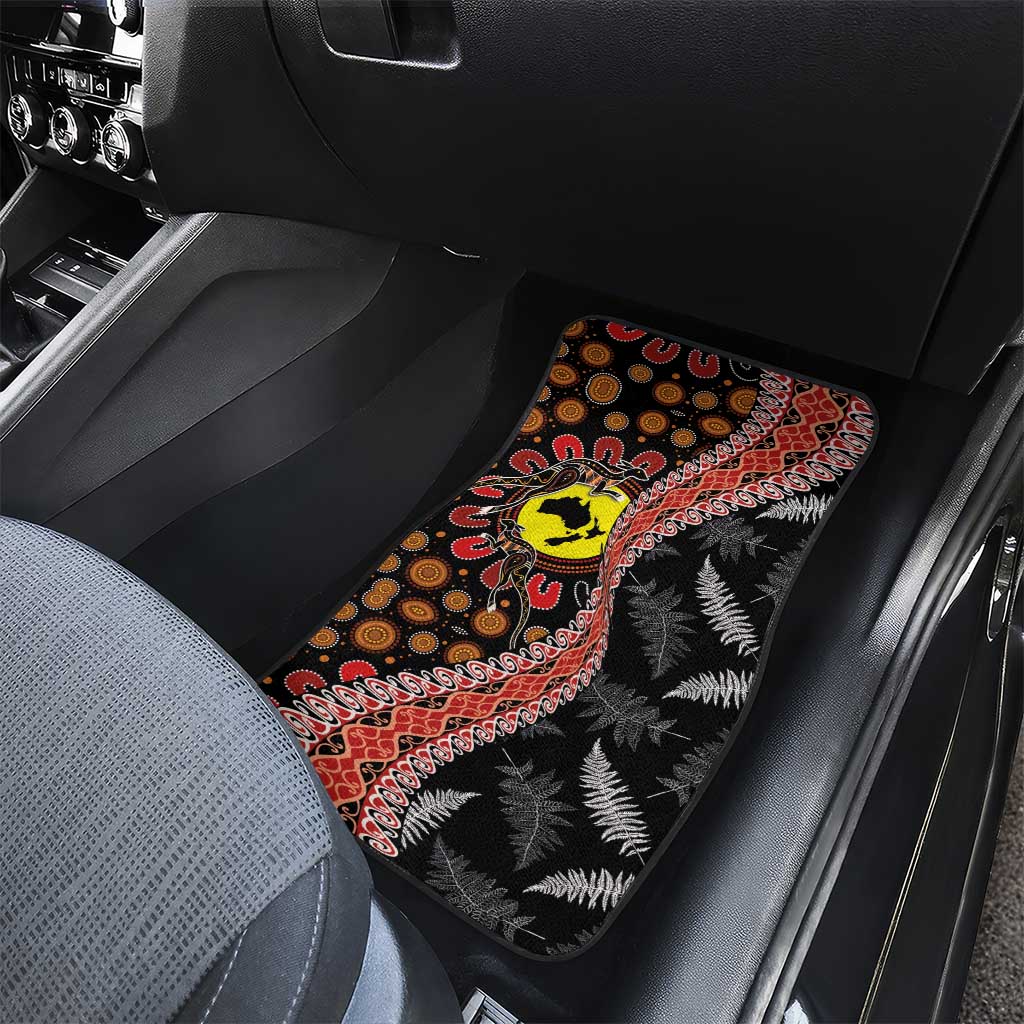 Aotearoa and Australia Car Mats Maori Koru Ferns With Aboriginal Kangaroo LT03 - Polynesian Pride