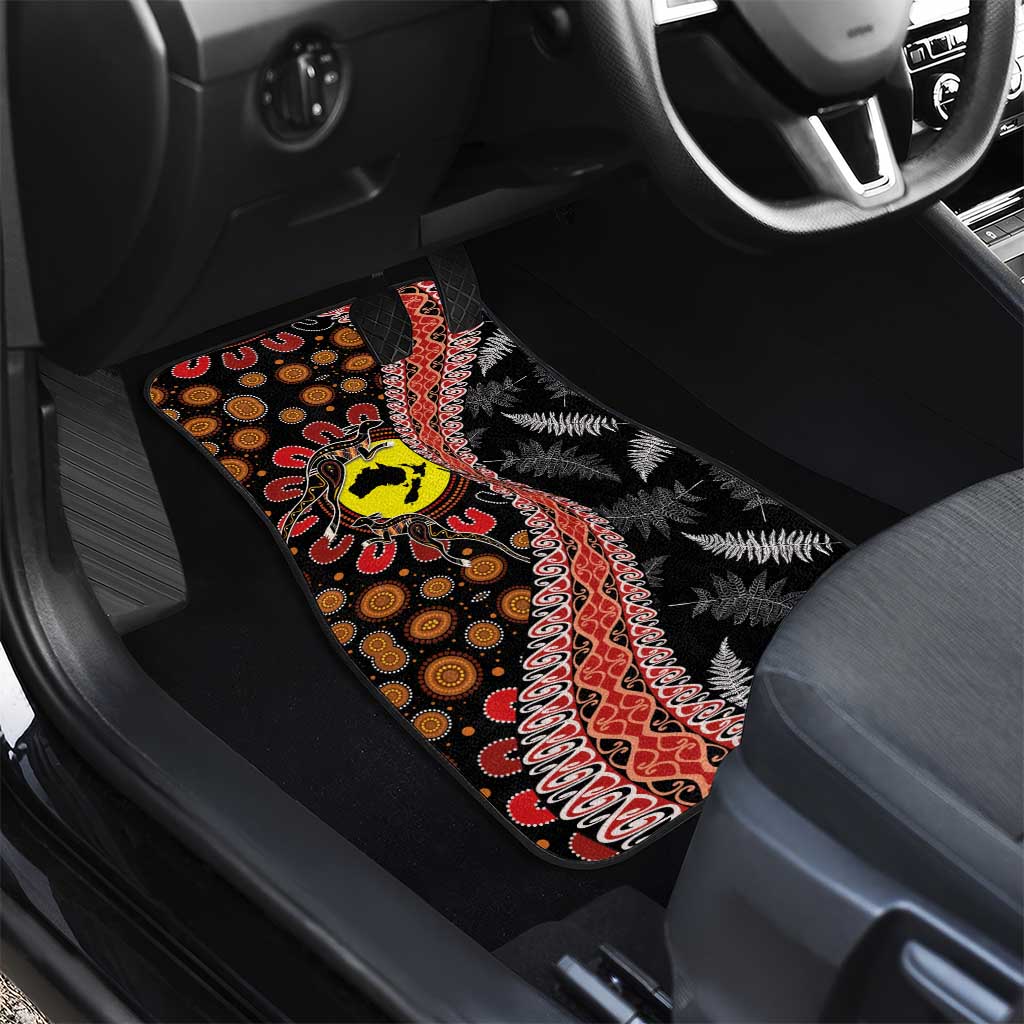 Aotearoa and Australia Car Mats Maori Koru Ferns With Aboriginal Kangaroo LT03 - Polynesian Pride