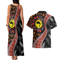 Aotearoa and Australia Couples Matching Tank Maxi Dress and Hawaiian Shirt Maori Koru Ferns With Aboriginal Kangaroo LT03 - Polynesian Pride