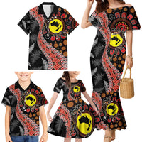 Aotearoa and Australia Family Matching Mermaid Dress and Hawaiian Shirt Maori Koru Ferns With Aboriginal Kangaroo LT03 - Polynesian Pride