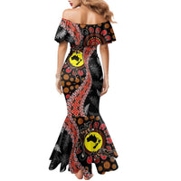 Aotearoa and Australia Family Matching Mermaid Dress and Hawaiian Shirt Maori Koru Ferns With Aboriginal Kangaroo LT03 - Polynesian Pride
